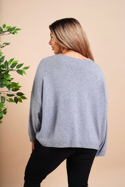 Ribbed Round Neck Relaxed Fit Jumper