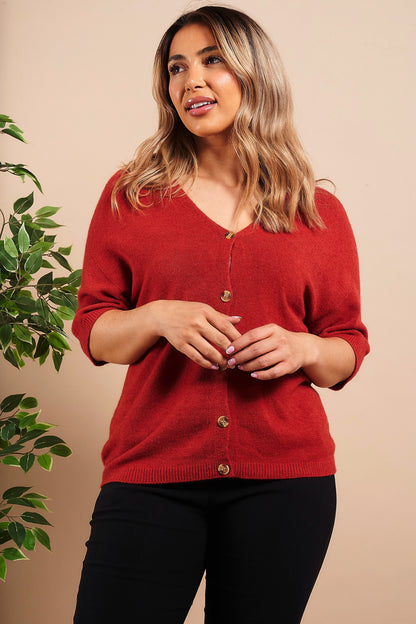 Short Sleeved Button Cardigan