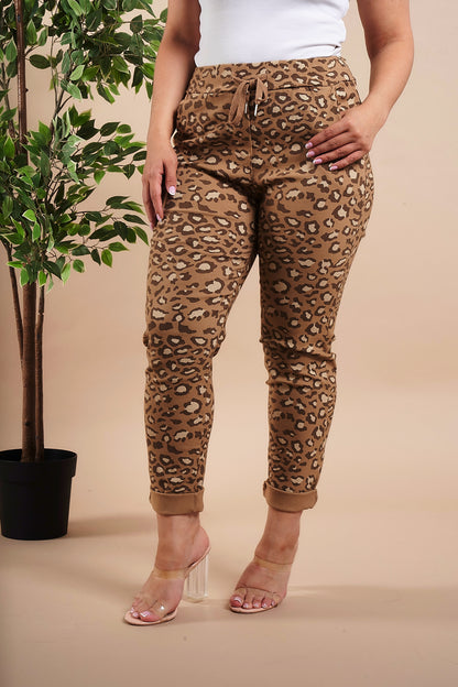 Extra LARGE Leopard Printed Magic Stretch Trousers