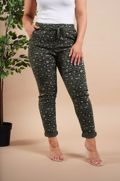 Extra LARGE Leopard Printed Magic Stretch Trousers