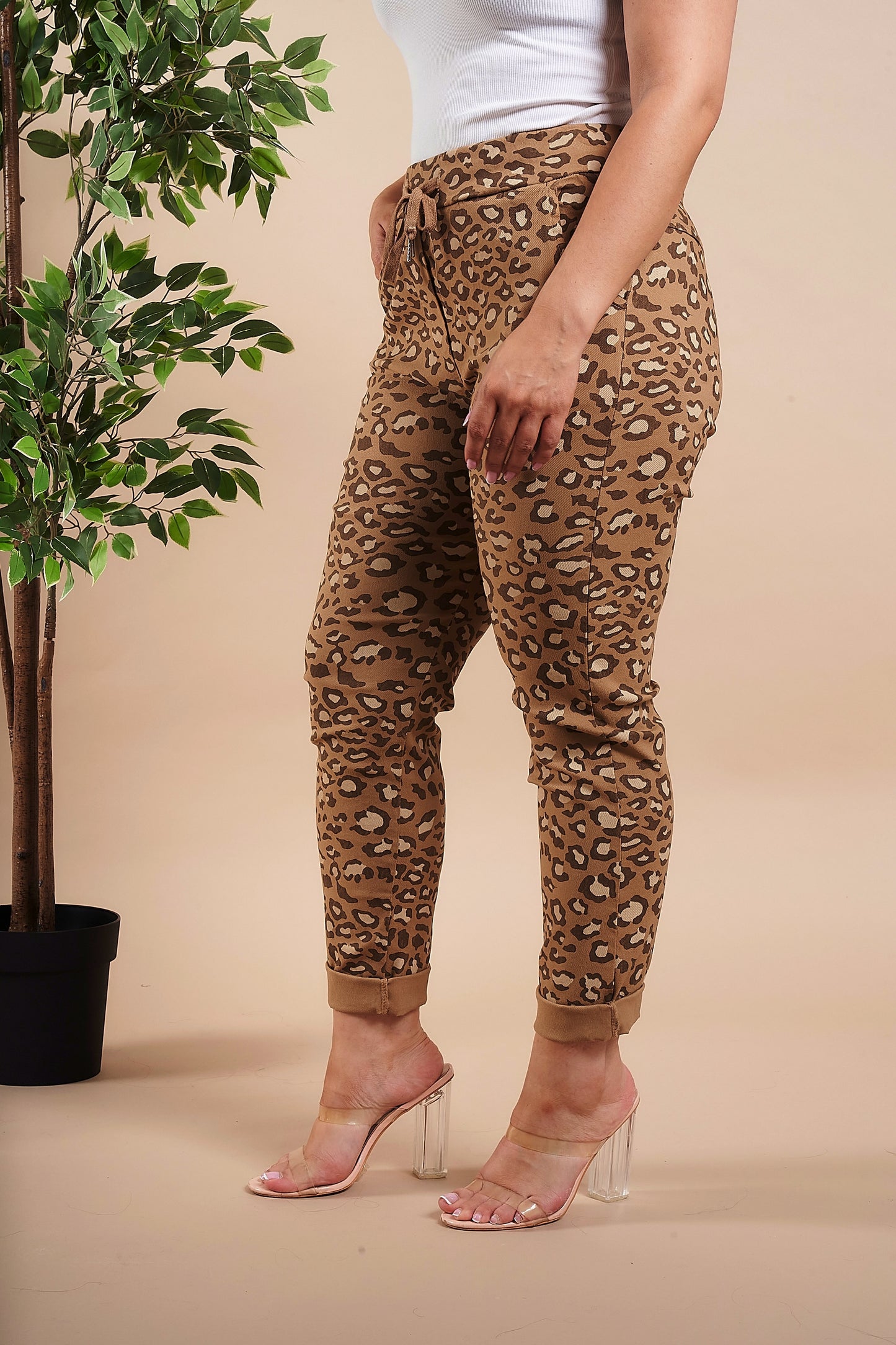 Extra LARGE Leopard Printed Magic Stretch Trousers