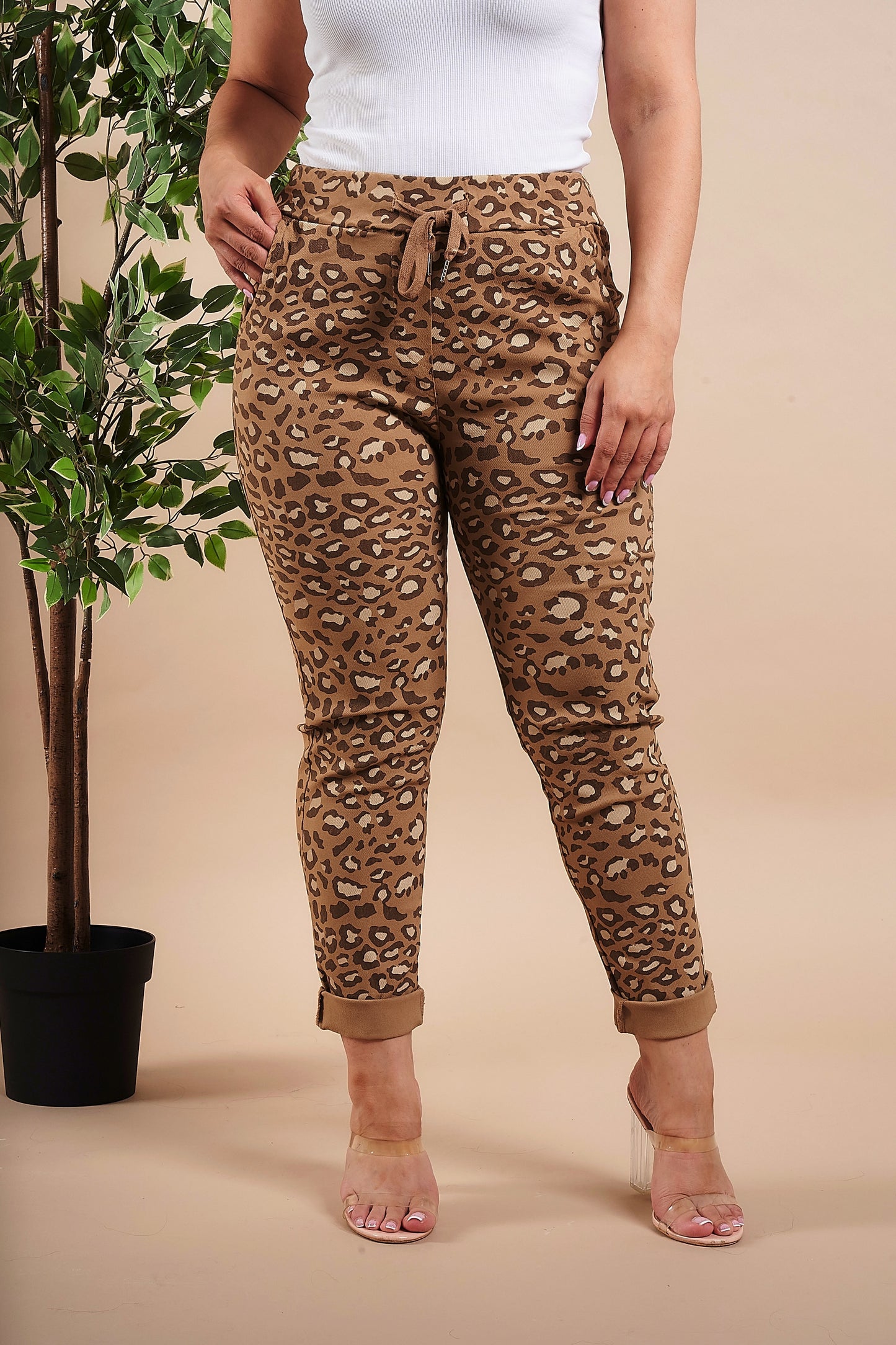 Extra LARGE Leopard Printed Magic Stretch Trousers