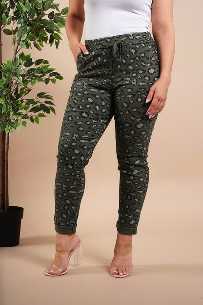 Extra LARGE Leopard Printed Magic Stretch Trousers