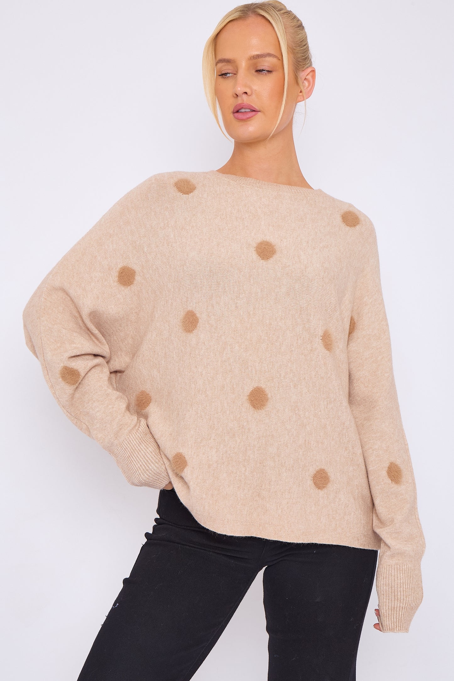 Spotty Scoop Neck Soft Knit Jumper