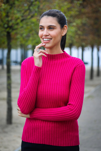 Ribbed Funnel Neck Jumper