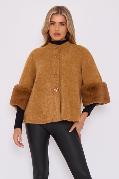 FAUX FUR SLEEVE JACKET