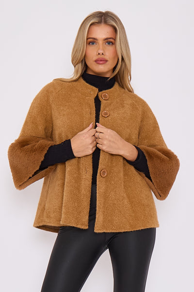 FAUX FUR SLEEVE JACKET