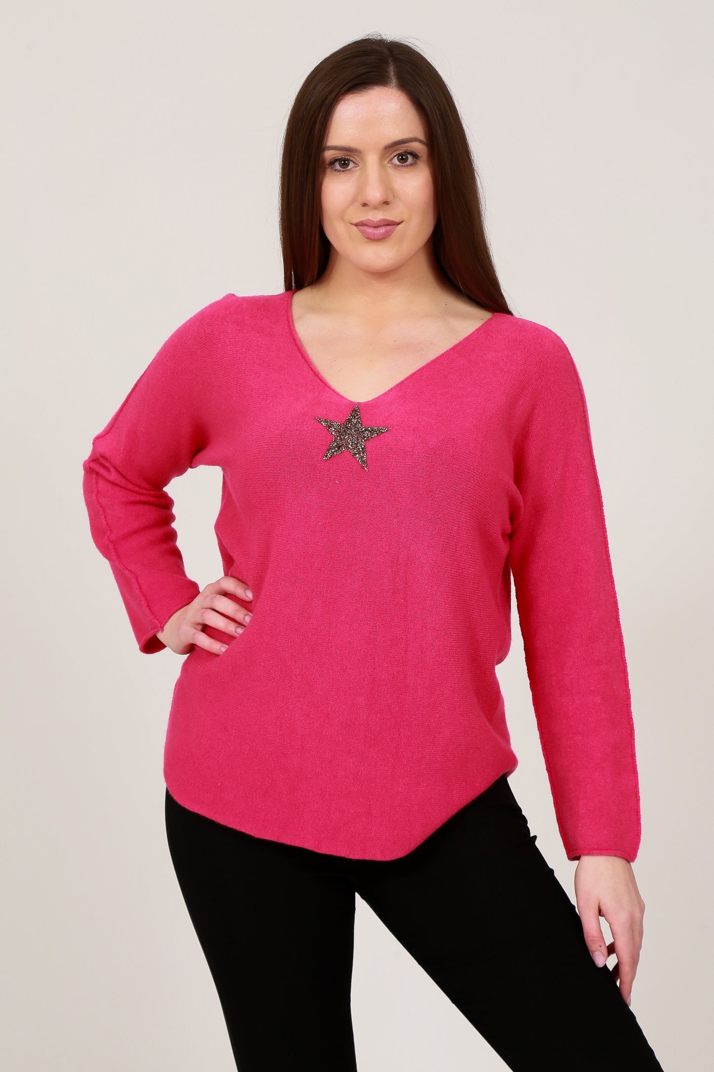 GLITZ ONE STAR Ultra Soft V-NECK SOFT JUMPER