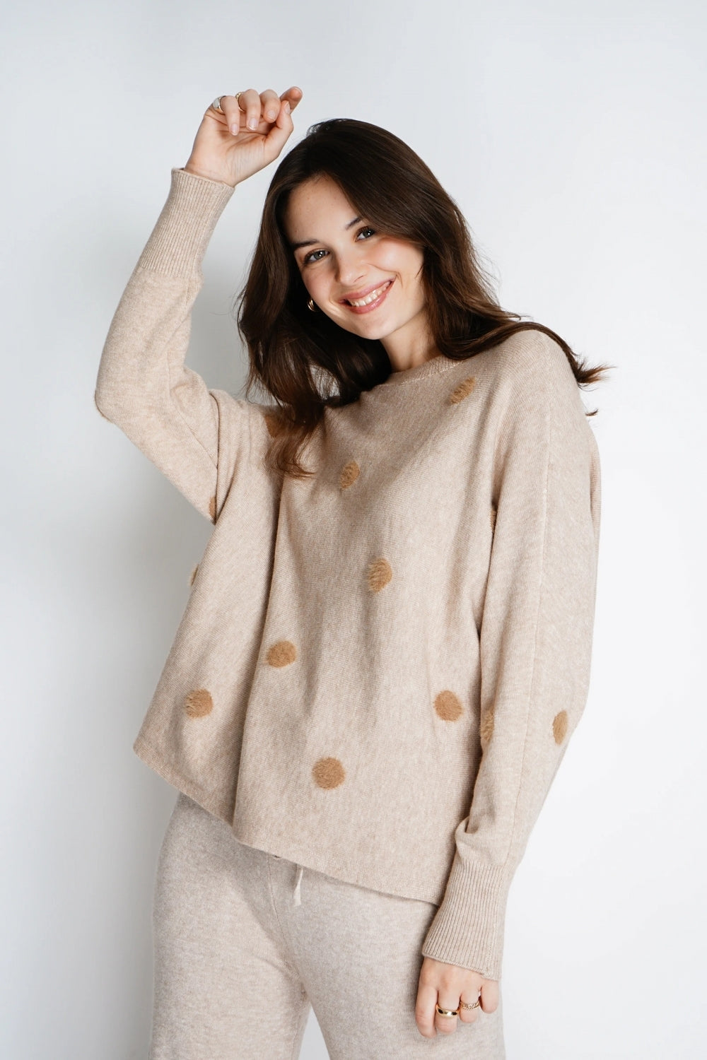 Spotty Scoop Neck Soft Knit Jumper