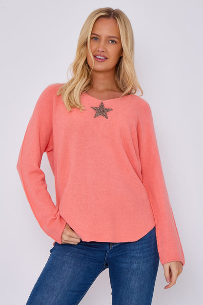 GLITZ ONE STAR Ultra Soft V-NECK SOFT JUMPER