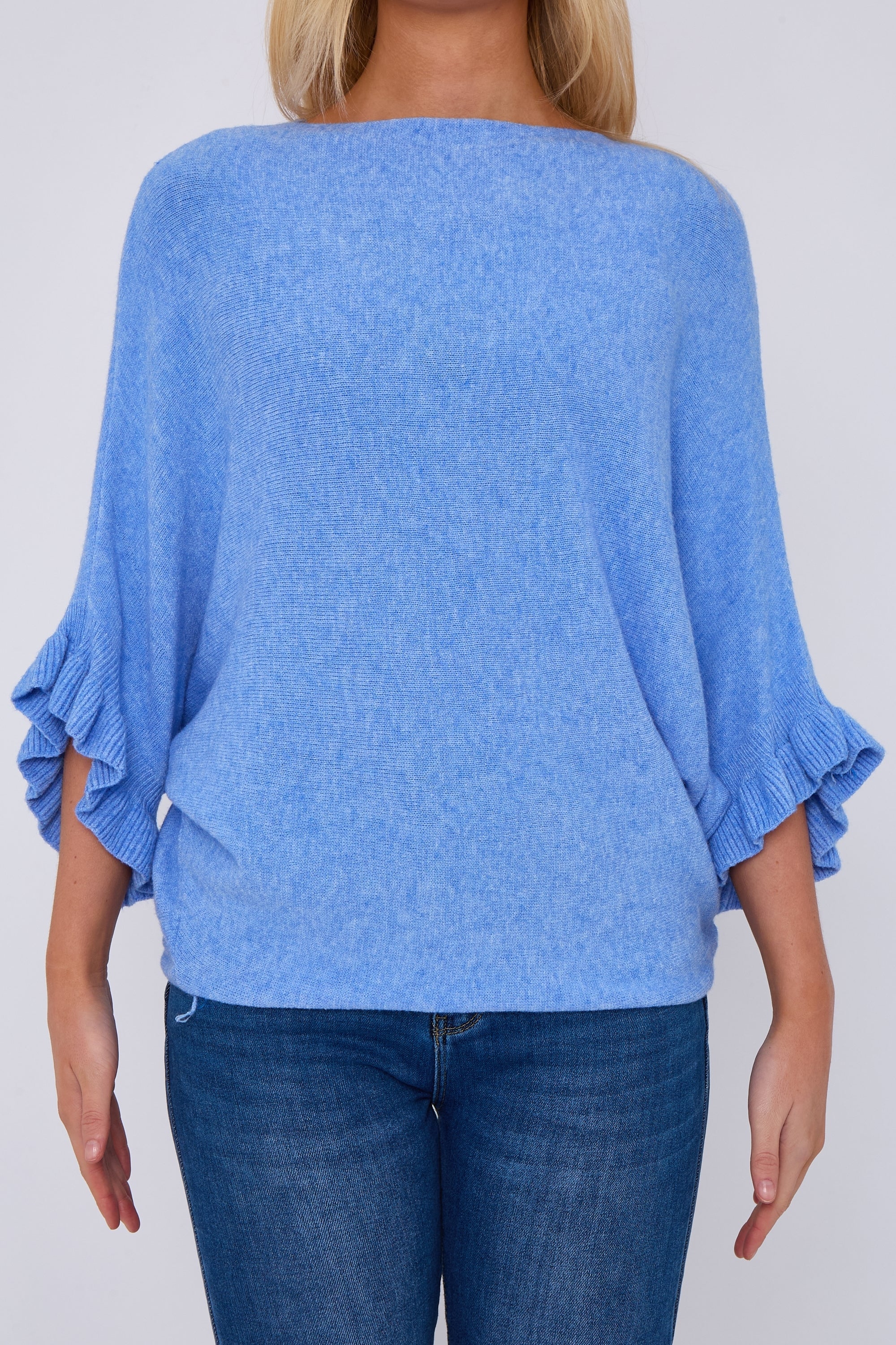 FRILL SLEEVE BATWING JUMPER - G7 Clothing