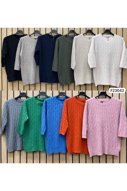 Short Sleeved Cable Knit Jumper