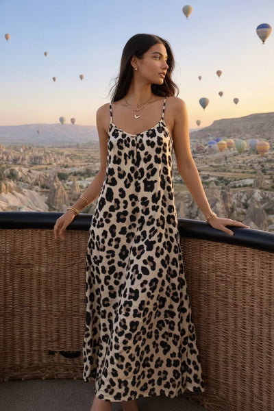 LEOPARD STRAP POCKET DRESS