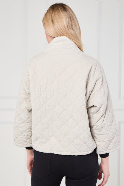 VELVET QUILTED FRONT OPEN JACKET