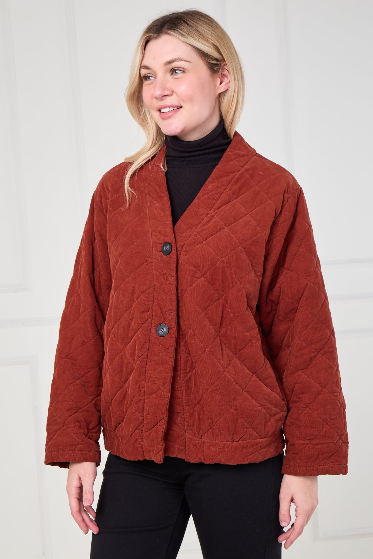 VELVET QUILTED TWO BUTTON JACKET