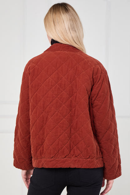 VELVET QUILTED TWO BUTTON JACKET