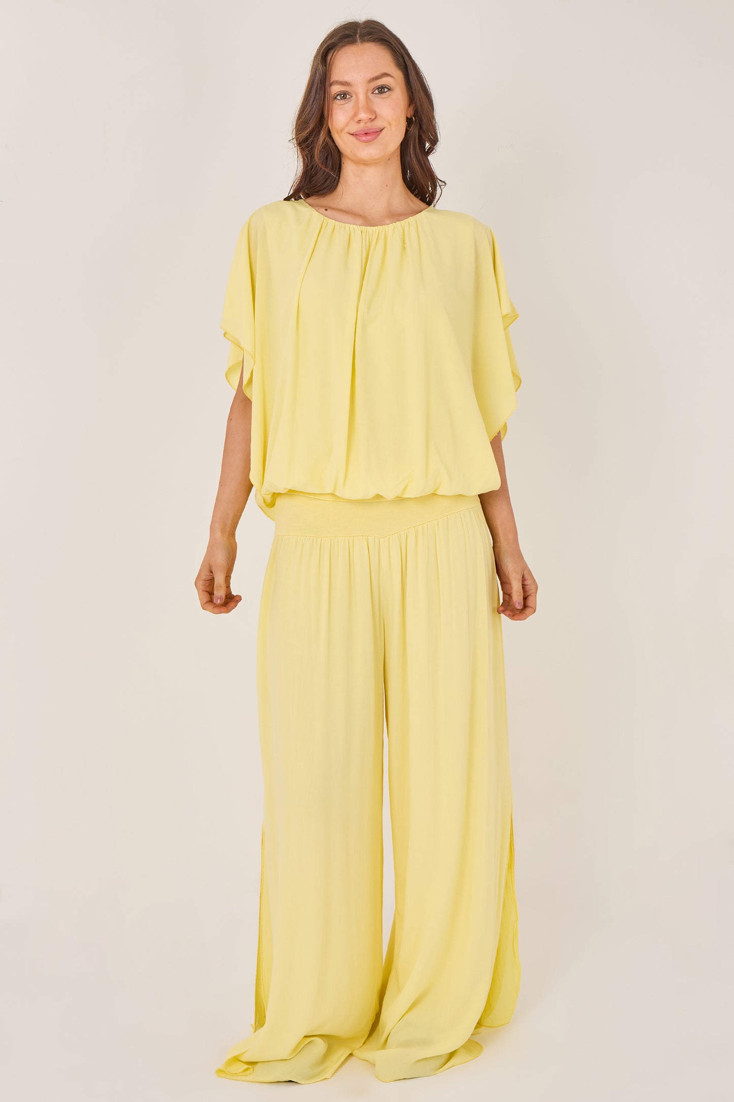 ELASTICATED NECK VISCOSE TOP