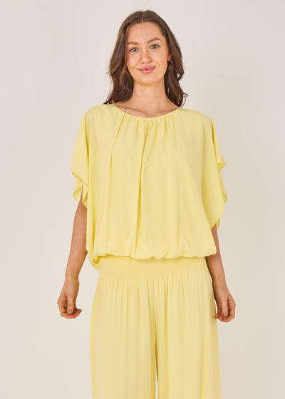 ELASTICATED NECK VISCOSE TOP