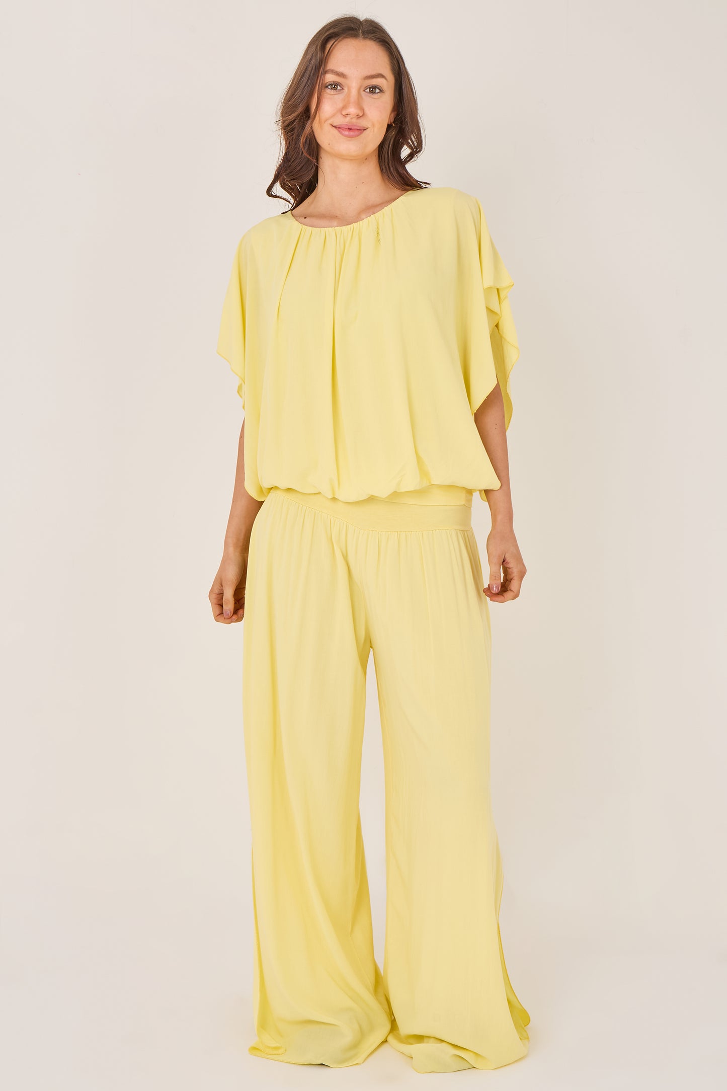 ELASTICATED NECK VISCOSE TOP