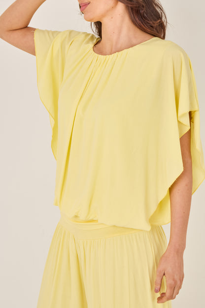 ELASTICATED NECK VISCOSE TOP