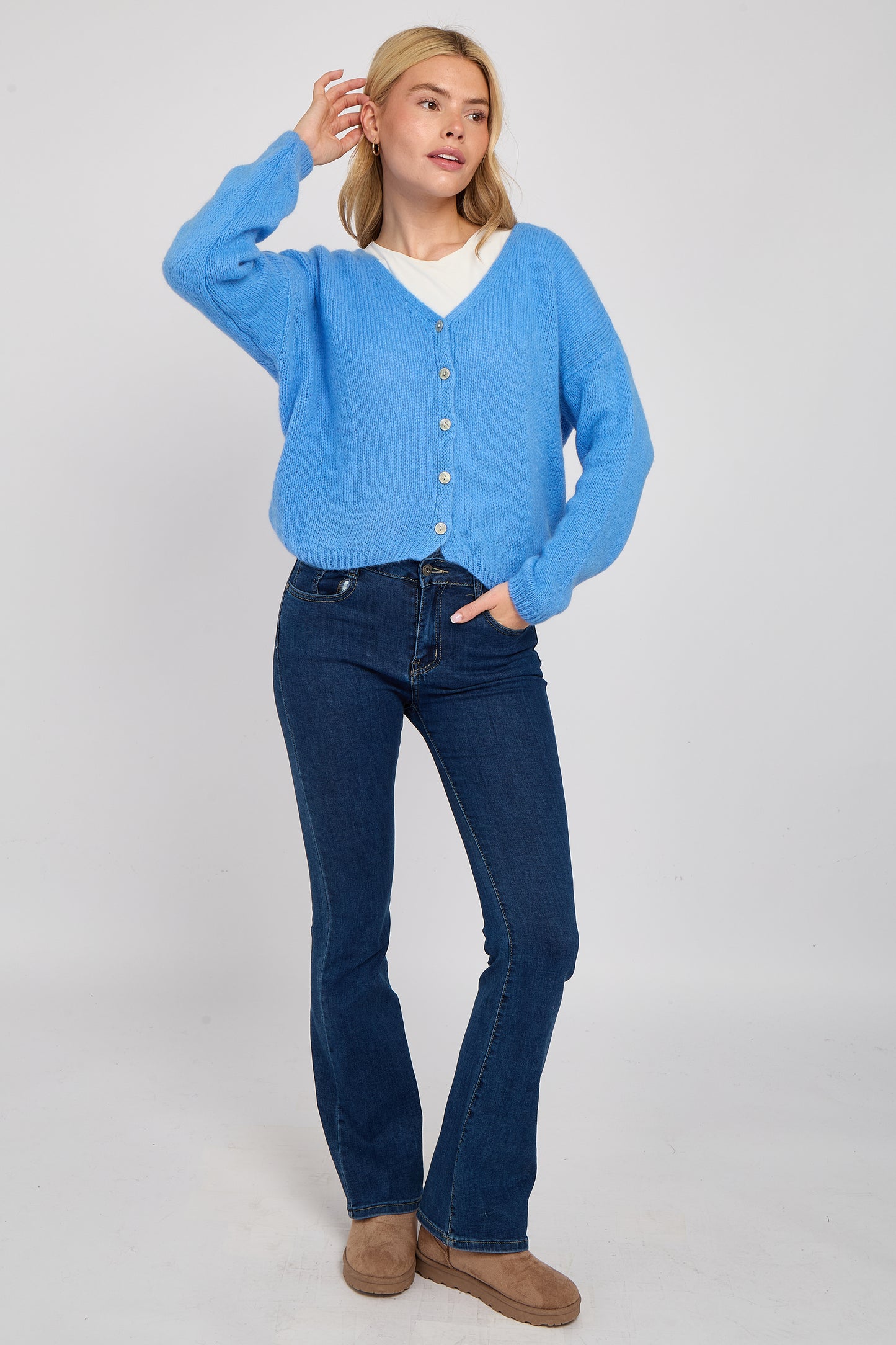 MOHAIR BUTTON THROUGH CARDIGAN