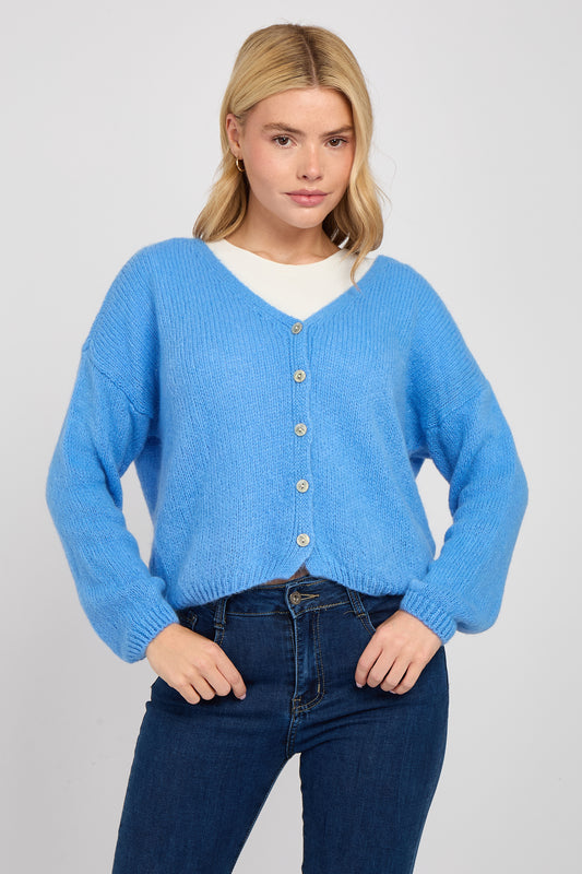 MOHAIR BUTTON THROUGH CARDIGAN
