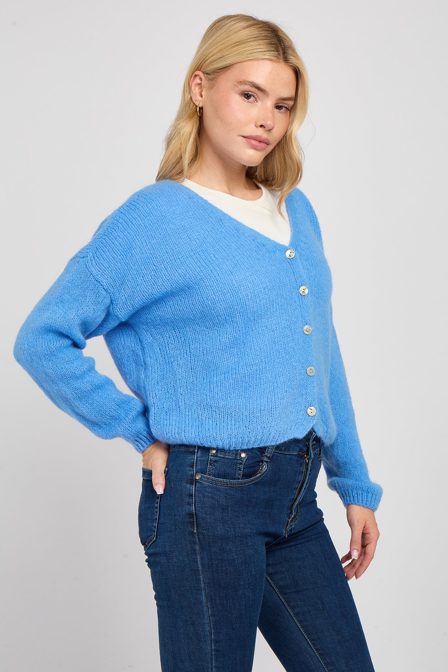 MOHAIR BUTTON THROUGH CARDIGAN