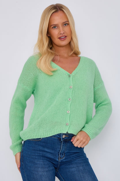 MOHAIR BUTTON THROUGH CARDIGAN