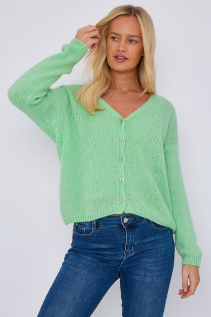 MOHAIR BUTTON THROUGH CARDIGAN