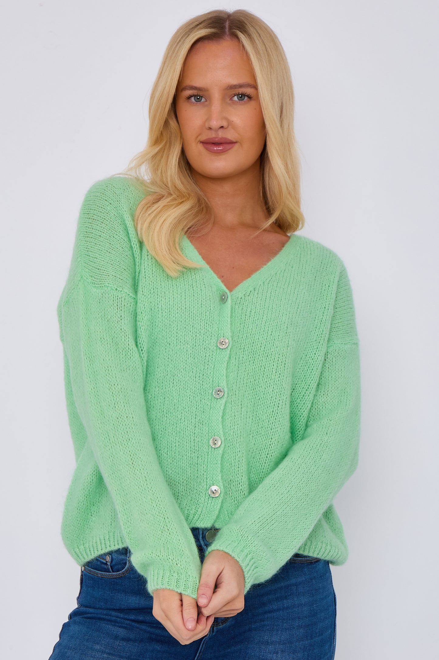 MOHAIR BUTTON THROUGH CARDIGAN