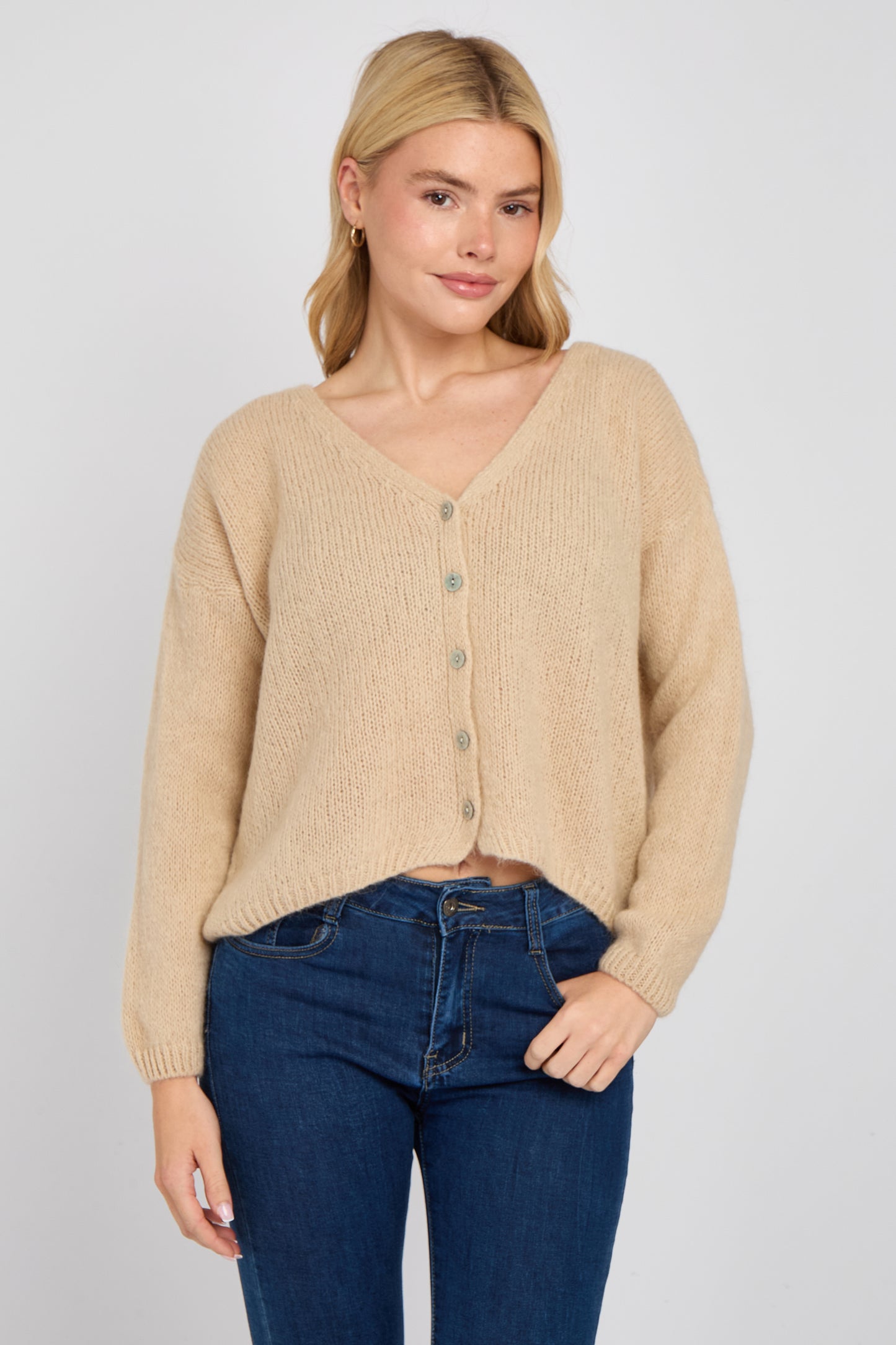 MOHAIR BUTTON THROUGH CARDIGAN