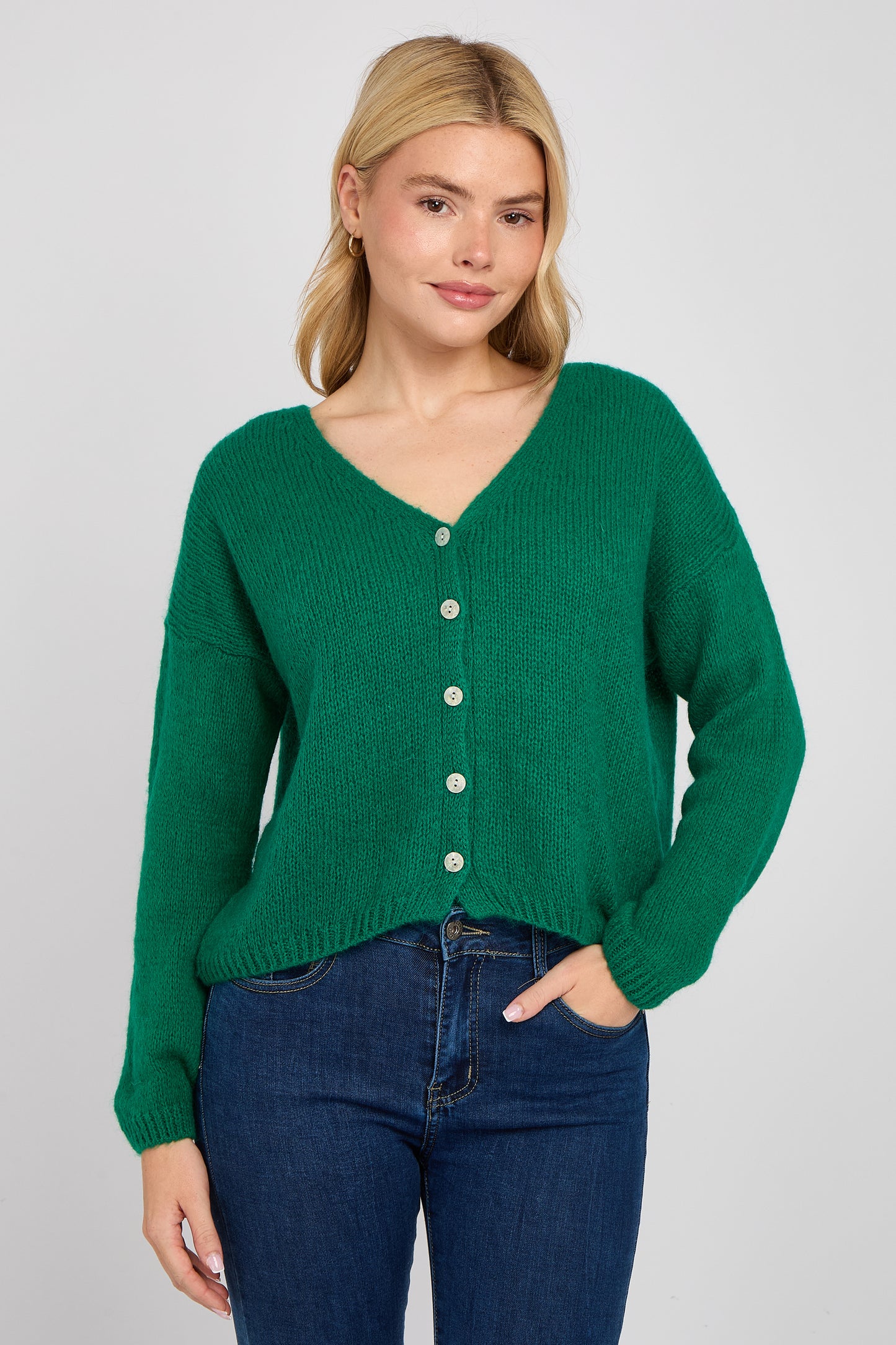 MOHAIR BUTTON THROUGH CARDIGAN