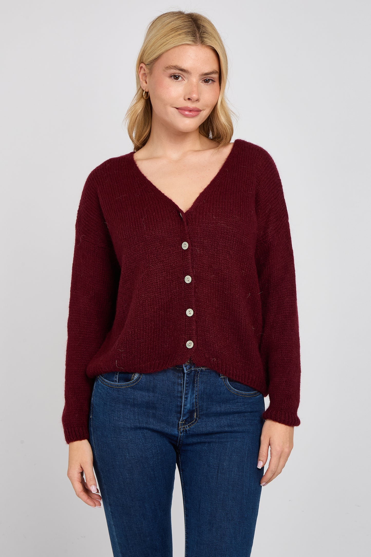 MOHAIR BUTTON THROUGH CARDIGAN