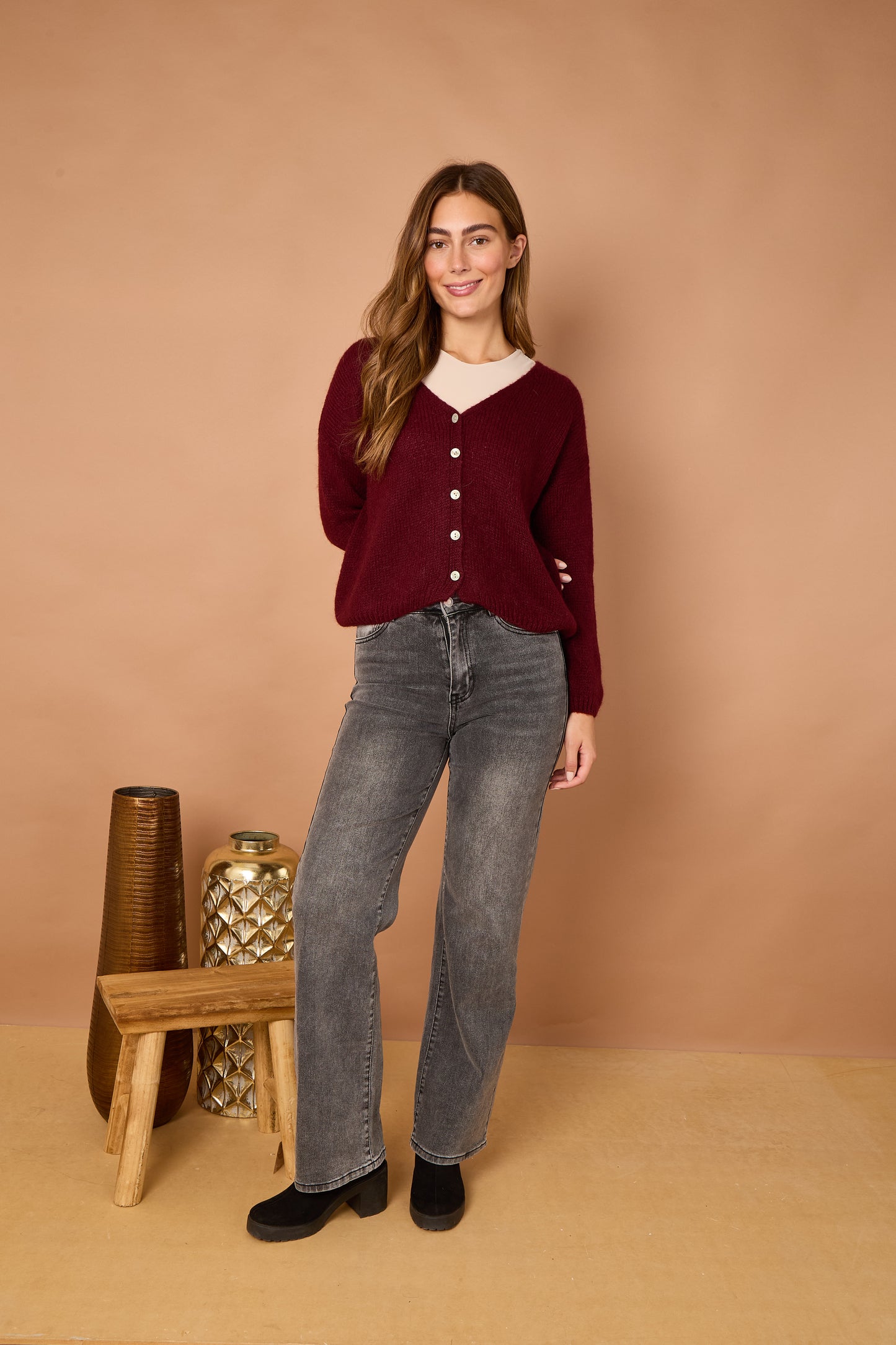 MOHAIR BUTTON THROUGH CARDIGAN