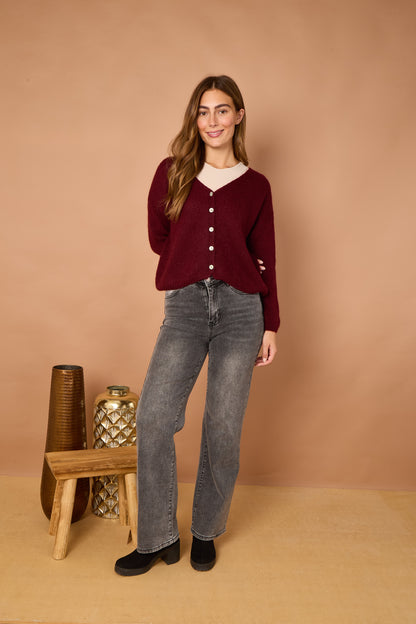 MOHAIR BUTTON THROUGH CARDIGAN