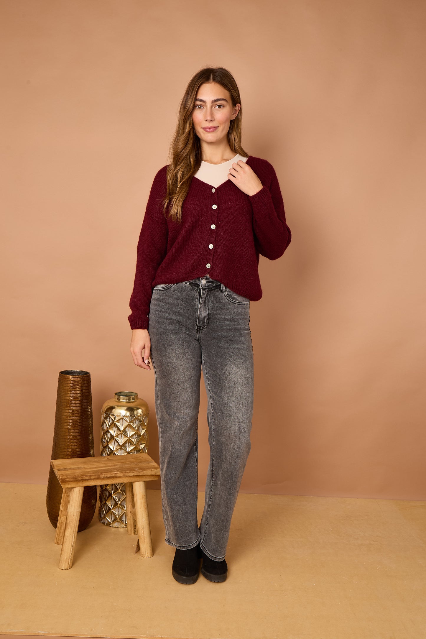 MOHAIR BUTTON THROUGH CARDIGAN