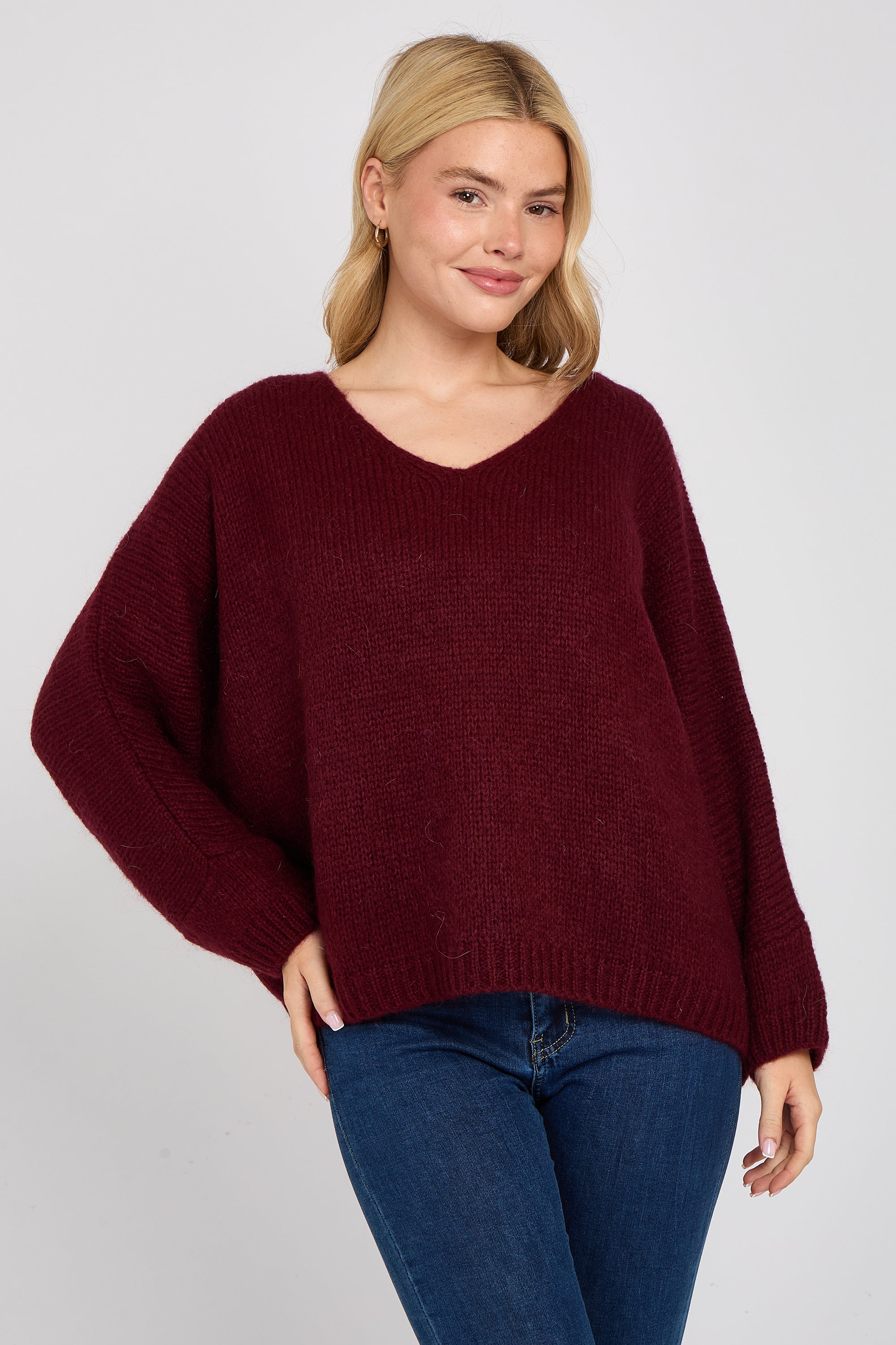 V-NECK MOHAIR JUMPER - G7 Clothing