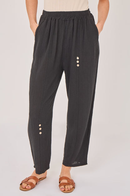 WASHED LINEN 6 BUTTON TROUSERS