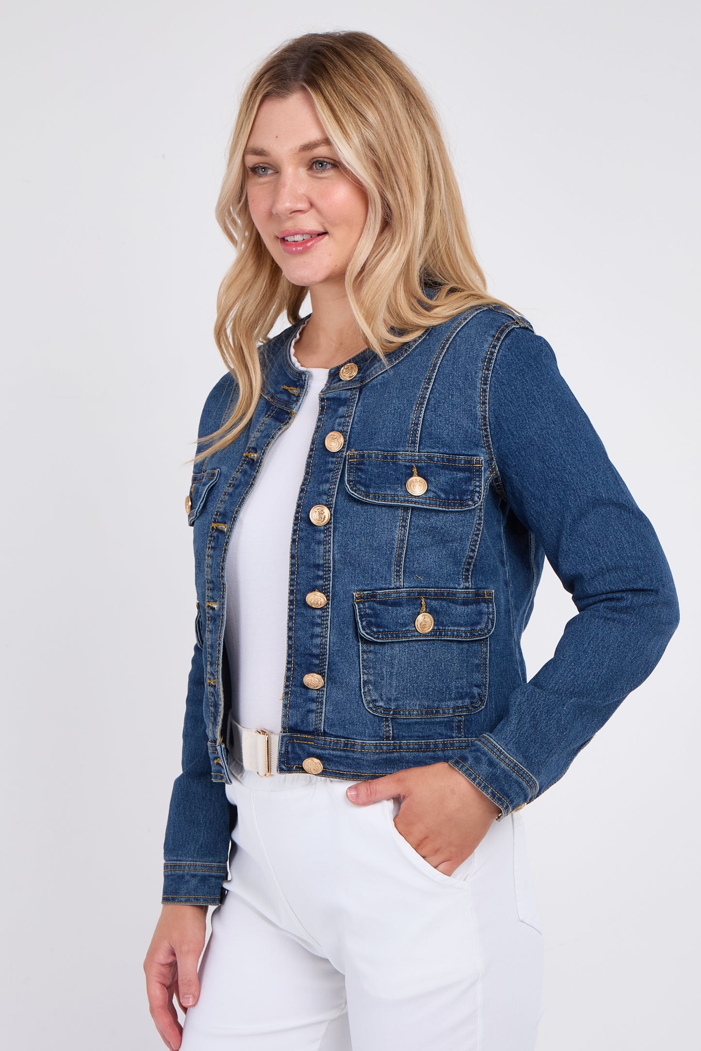 DENIM GOLD BUTTON JACKET [8PK]