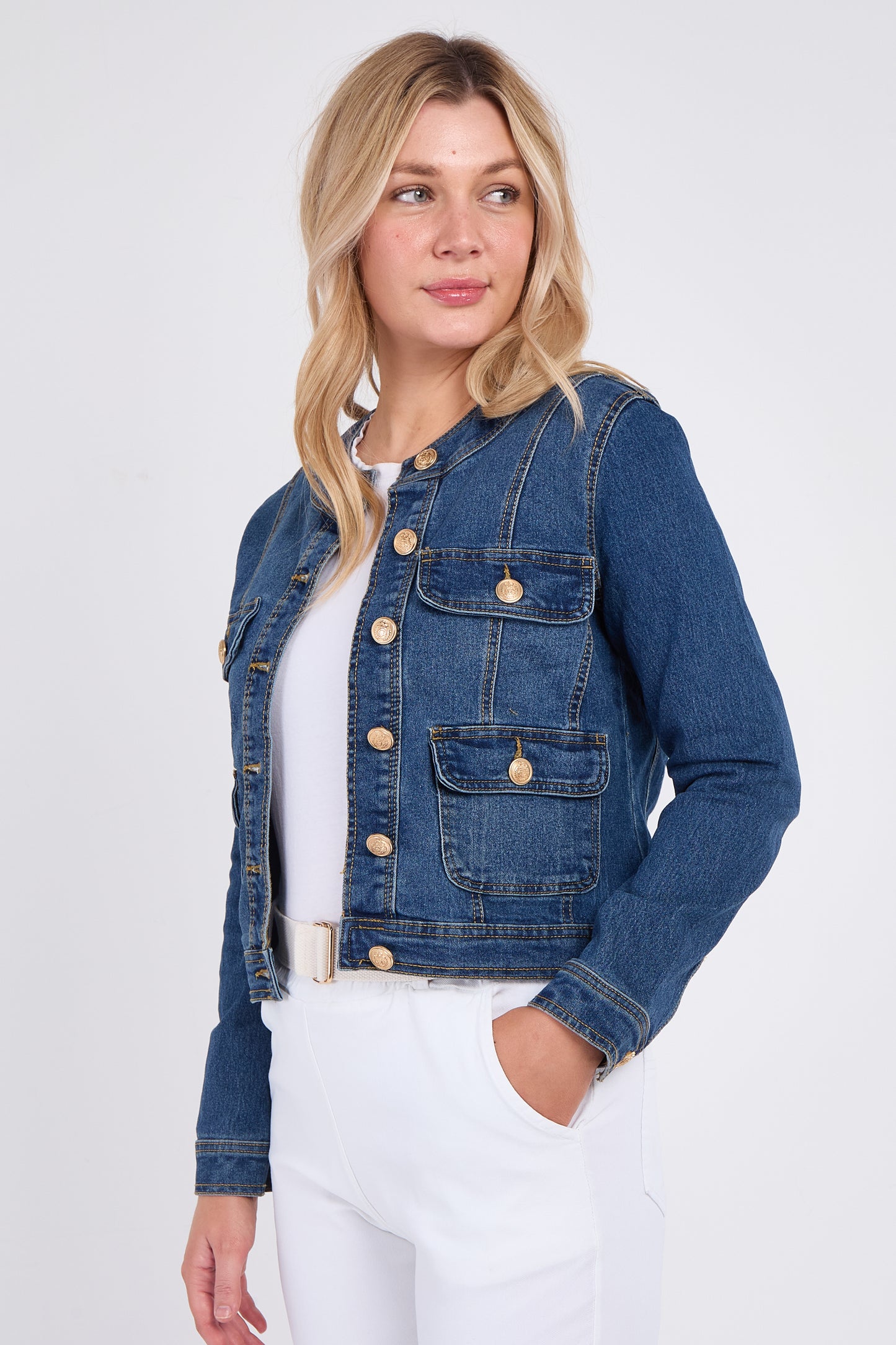 DENIM GOLD BUTTON JACKET [8PK]