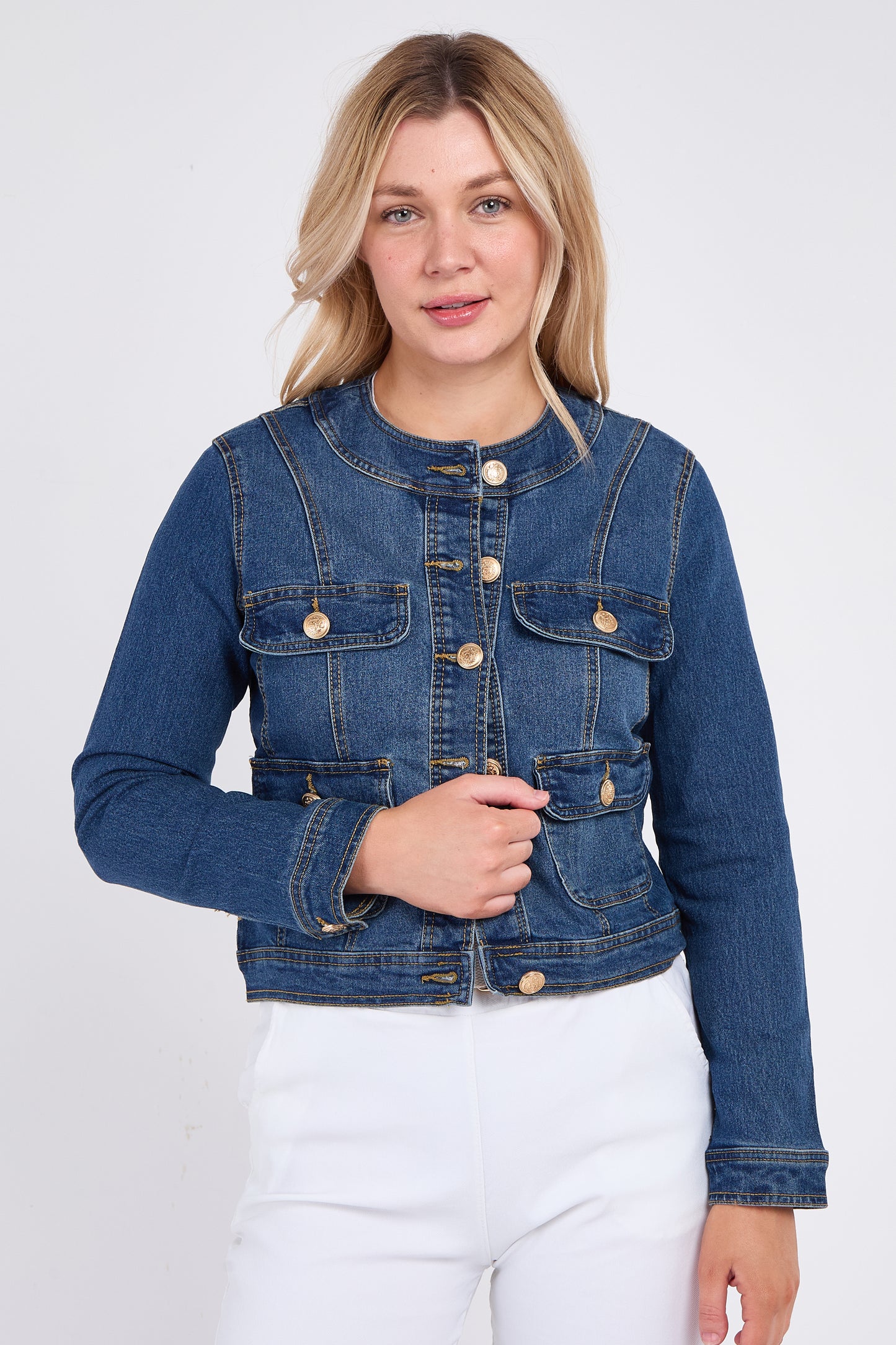 DENIM GOLD BUTTON JACKET [8PK]