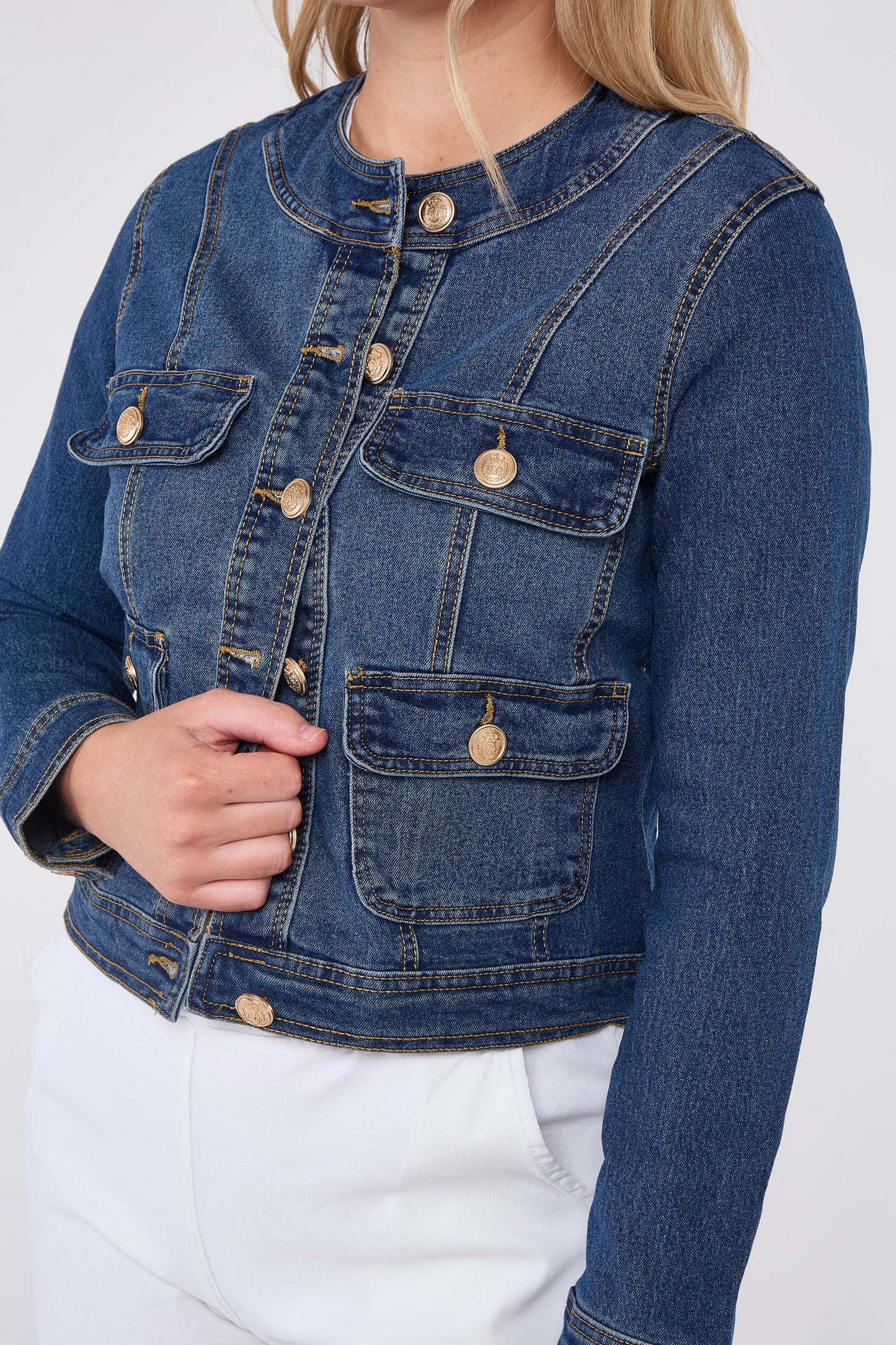 DENIM GOLD BUTTON JACKET [8PK]