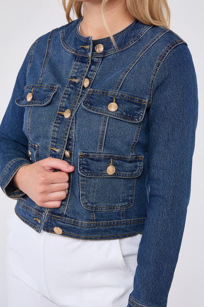 DENIM GOLD BUTTON JACKET [8PK]