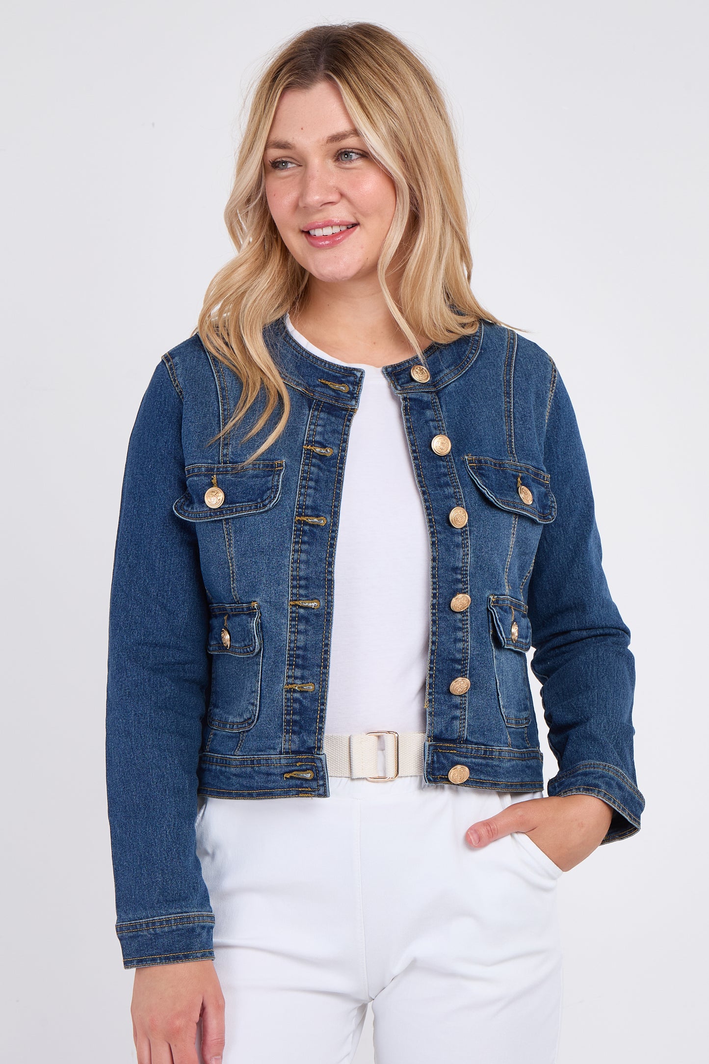 DENIM GOLD BUTTON JACKET [8PK]