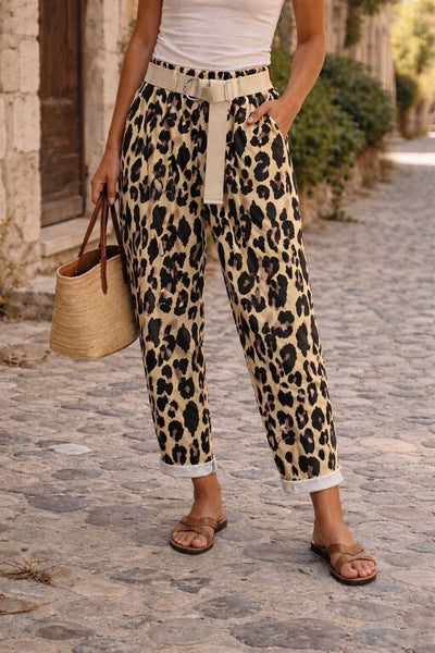 LEOPARD BELT TROUSERS