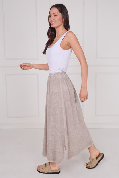 WASHED LINEN ELASTICATED WAIST SKIRT