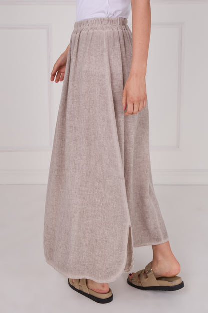 WASHED LINEN ELASTICATED WAIST SKIRT
