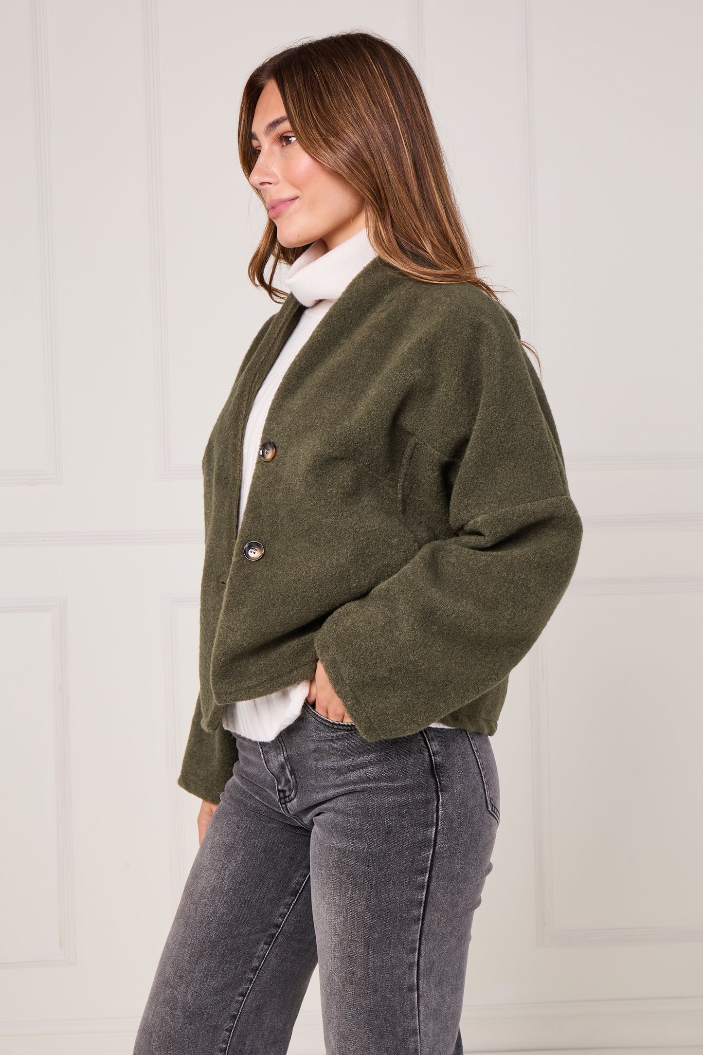 WOOL BLEND TWO BUTTONED JACKET