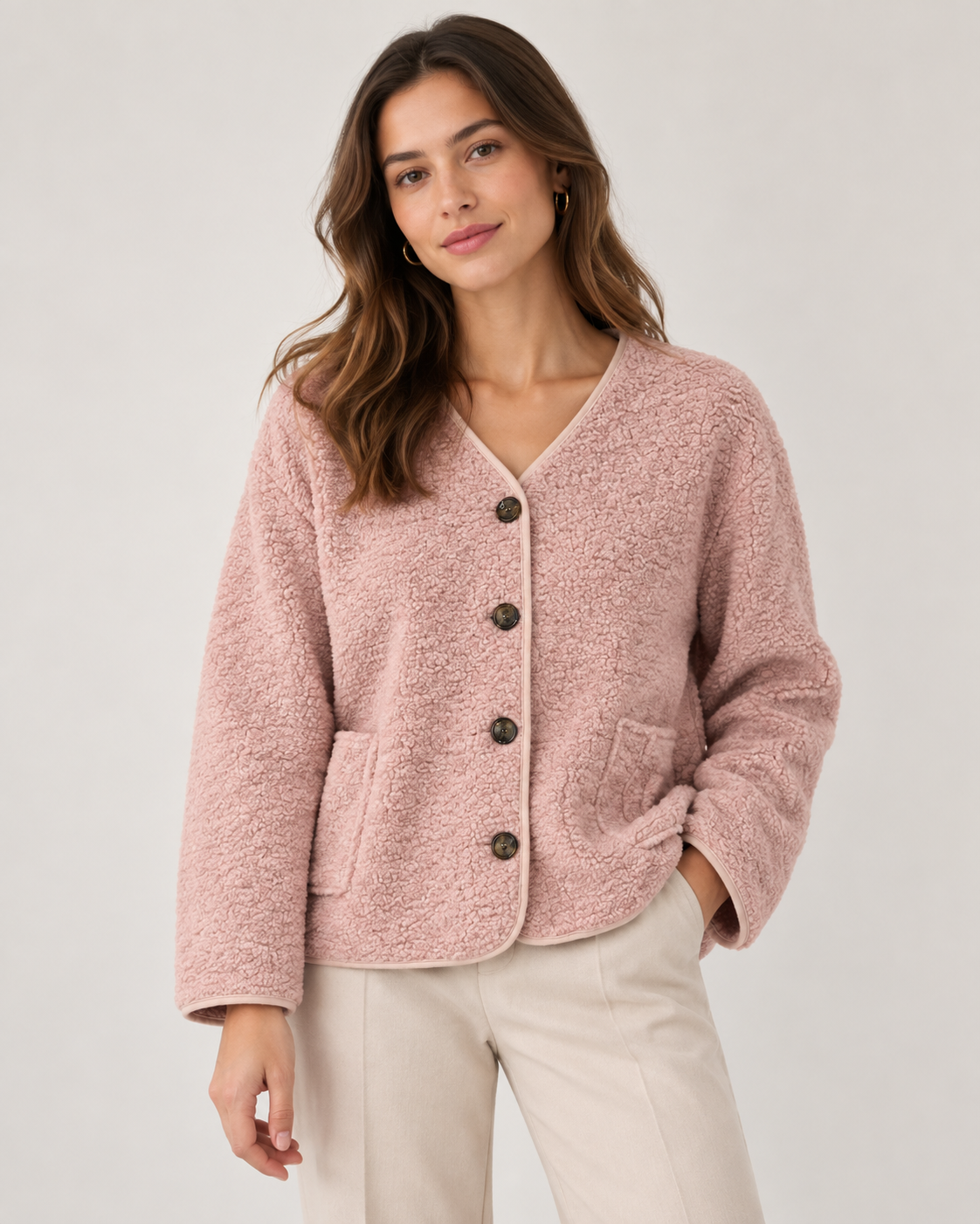 TEDDY FLEECE BUTTONED JACKET
