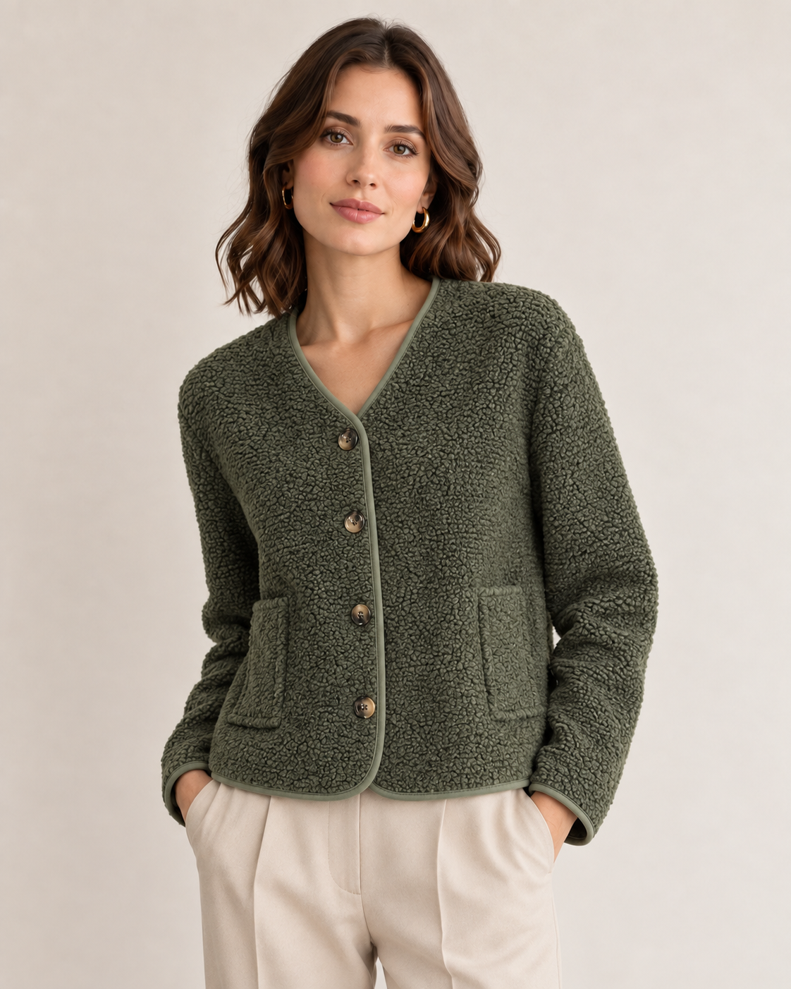 TEDDY FLEECE BUTTONED JACKET